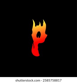 P, Letter in fiery vector design with a smooth red to yellow gradient. Bold modern and dynamic. Perfect for logos branding and artistic typography