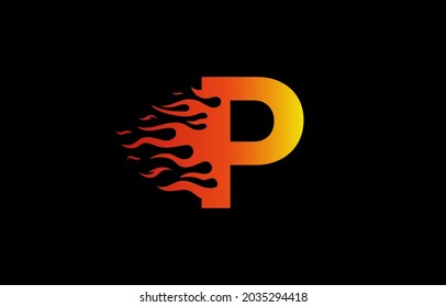 P letter fire logo design in a beautiful red and yellow gradient. Flame icon lettering concept vector illustration.