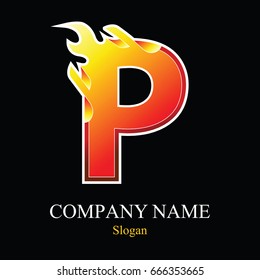 P letter fire logo design template. Vector design template elements for your application or company.