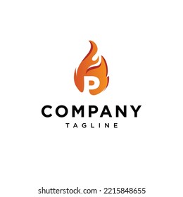 
P Letra fire Vector icono del logotipo del vector plantilla