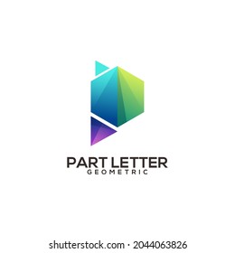 P Letter Geometric Colorful Gradient Abstract