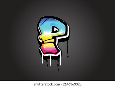 P Letter Graffiti Dripping alphabet font