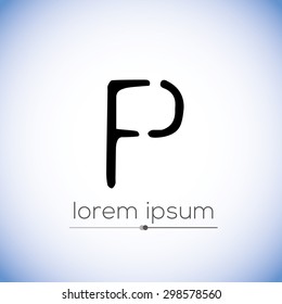 P letter-  hand drawn stencil logo (sign, symbol, icon, illustration) 