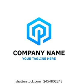 P Letter Hexagon Connection Logo Vector Abstract Illustration Icon Design Template Element 