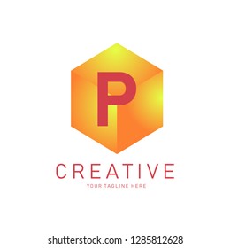 P letter hexagonal pixel logo. Hexagon Logo concept. Creative Minimal design template. Symbol for Corporate Business Identity. Creative Vector element