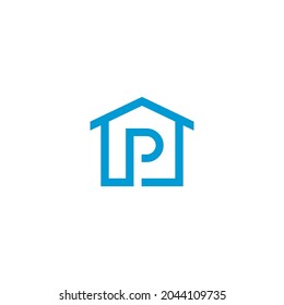 Diseño de ilustración simple con el logotipo del hogar de la letra P
