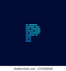 P letter icon logo logotype , modern,minimal tech style element logo with liquid technology style in bright blue color
