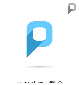 P letter icon, pointer sign, 2d flat vector illustration, eps 10