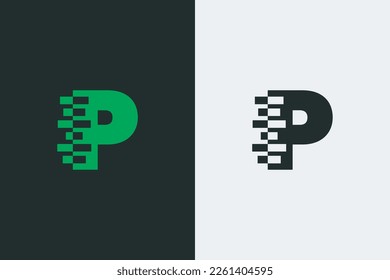 P letra forma de transformación icónica diseño del logotipo vectorial. Ilustración del logotipo de marca creativa. Diseño de vectores de texto abstracto de tipografía P. P Logo de la marca de la letra de estilo inicial.
