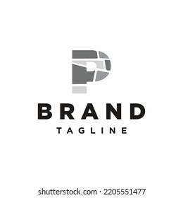 P Letter initial brick stone logo icon vector
