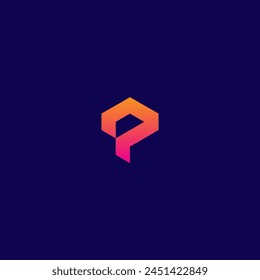 P letter initial logo in industrial style with gradient color