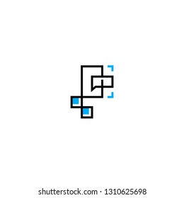 P letter initial logo line geometric vector icon template