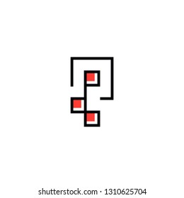 P letter initial logo line geometric vector icon template