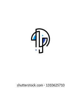 P letter initial logo line geometric vector icon template