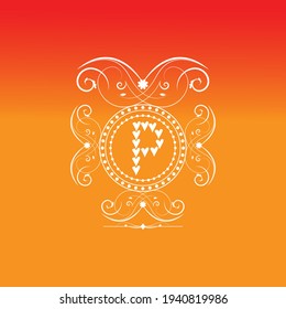 P letter initial luxury heart heaven font ornament monogram logo