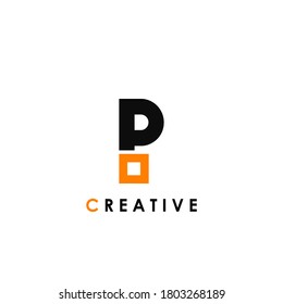 P letter initial with square shape logo template design for business identity