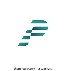 P letter initial stripes racing style logo design