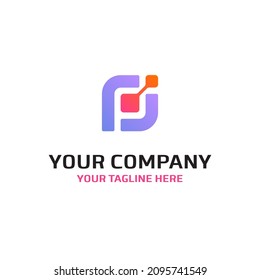 P Letter Initial Technology Data Computer Vector Abstract Illustration Logo Icon Design Template Element