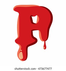 P letter isolated on white background. Red bloody P letter vector illustration