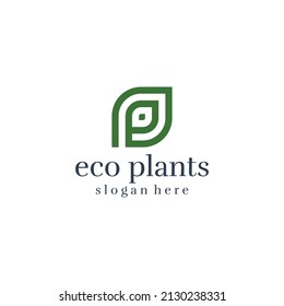 P Letter Leaf Logo Design Template 