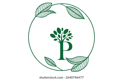 P Letter with Leaf Logo Vector