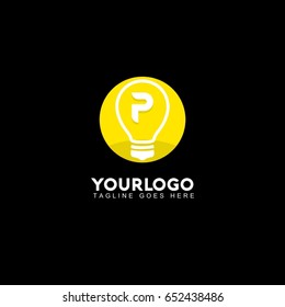P Letter Light Logo, Lamp Idea Logo, Idea Logo