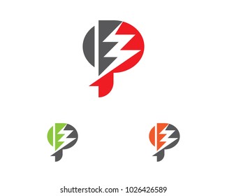 P Letter Lightning Logo Template vector icon illustration design