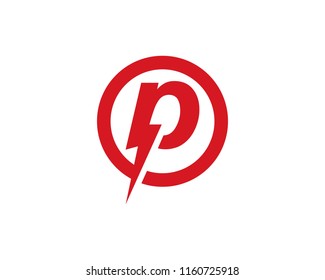 P Letter Lightning Logo Template vector icon illustration design