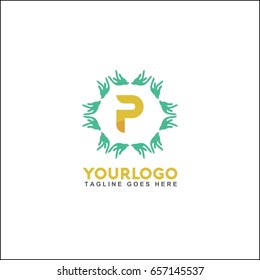 P letter line circle brand. Vector design template elements for your application or corporate identity. Hand vector illustration logo.