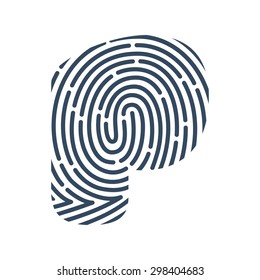P letter line logo. Vector fingerprint design.