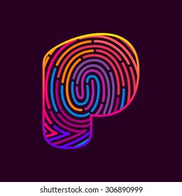 P letter line logo. Vector fingerprint design template elements. 