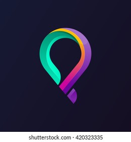 P Letter Location Colorful Logo Vector