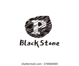P Letter Logo. Abstract Black Stone P letter design created with minimalist retro grunge style concept