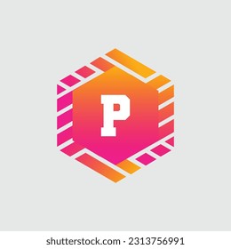 P Letter Logo abstract geometric design vector template Logotype icon Digital Technology style.