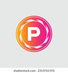 P Letter Logo abstract geometric design vector template Logotype icon Digital Technology style.