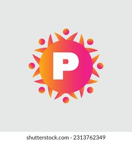 P Letter Logo abstract geometric design vector template Logotype icon Digital Technology style.