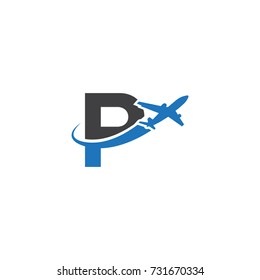 P letter logo with airplane