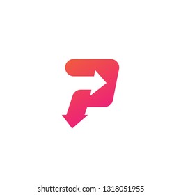 P letter logo arrow icon vector illustration