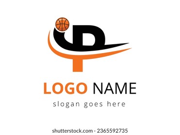 P Letter Logo With Basketball Ball. Sports Symbol Vector Template Design