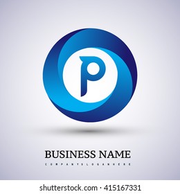 P letter logo in the blue circle. Vector design template elements for your application or company identity.