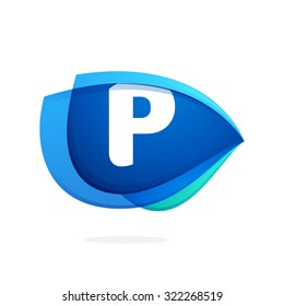 P letter logo with blue wing or eye. Abstract trendy letter multicolored vector design template elements for your application or corporate identity.