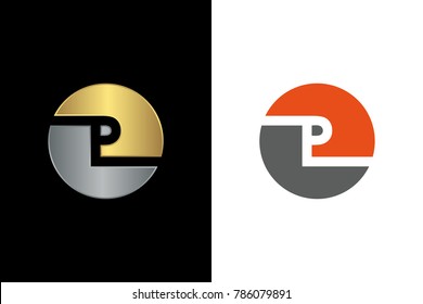 P Letter logo, Circle Gold and Silver Logo Template, Alphabet Logo. Vector EPS 10