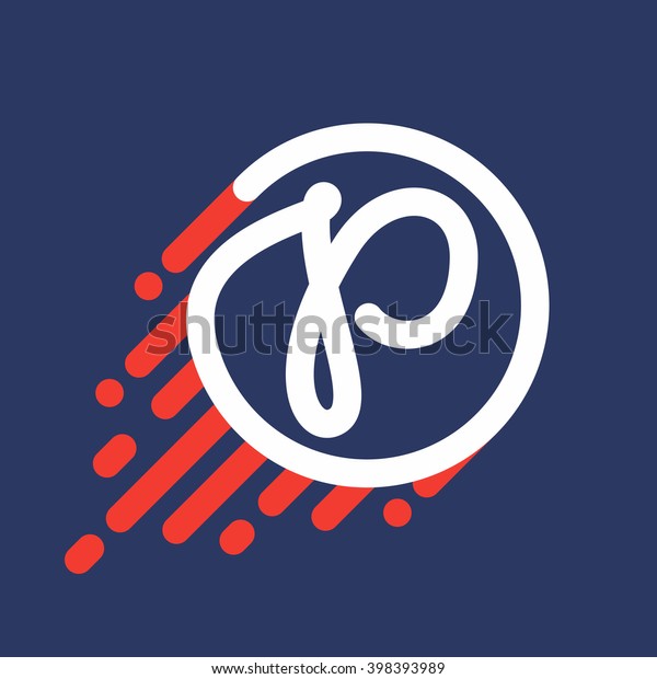 P letter logo in circle with speed line. Font
style, vector design template elements for your sport application
or corporate identity.