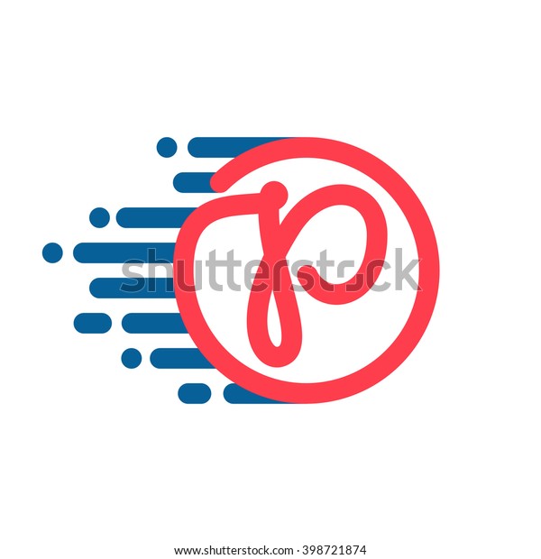 P letter logo in circle with speed line. Font\
style, vector design template elements for your sport application\
or corporate identity.