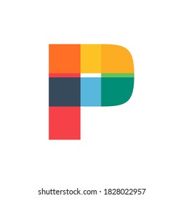 P letter logo colored brightly and vividly with colors overlay. You can use it in your corporate identity, children magazines, birthday posters, clothes design, and others. 