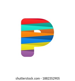 P letter logo with colorful diagonal lines. For brand label, Colorful Anniversary Celebration, creative poster and icon, multimedia ads and more