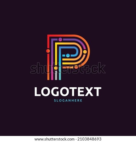 P letter logo, colorful network logo