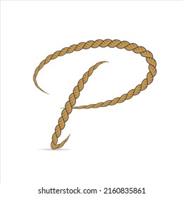 P Letter Logo concept Illustration of hand-drawn capital letters alphabet in rope style on white background