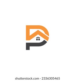 Logo de la carta P, logo de Creative Real Estate, diseño creativo
