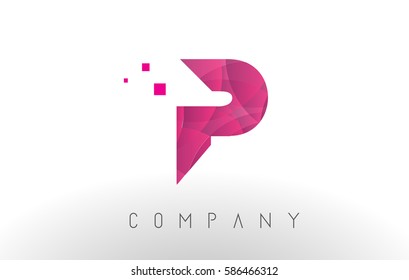 P Letter Logo Design with Circular Purple Dots Bubble Pattern. 